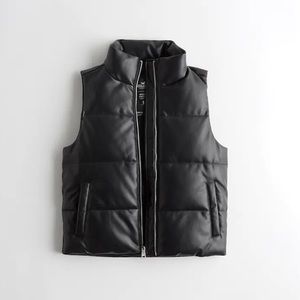 Black faux leather vest